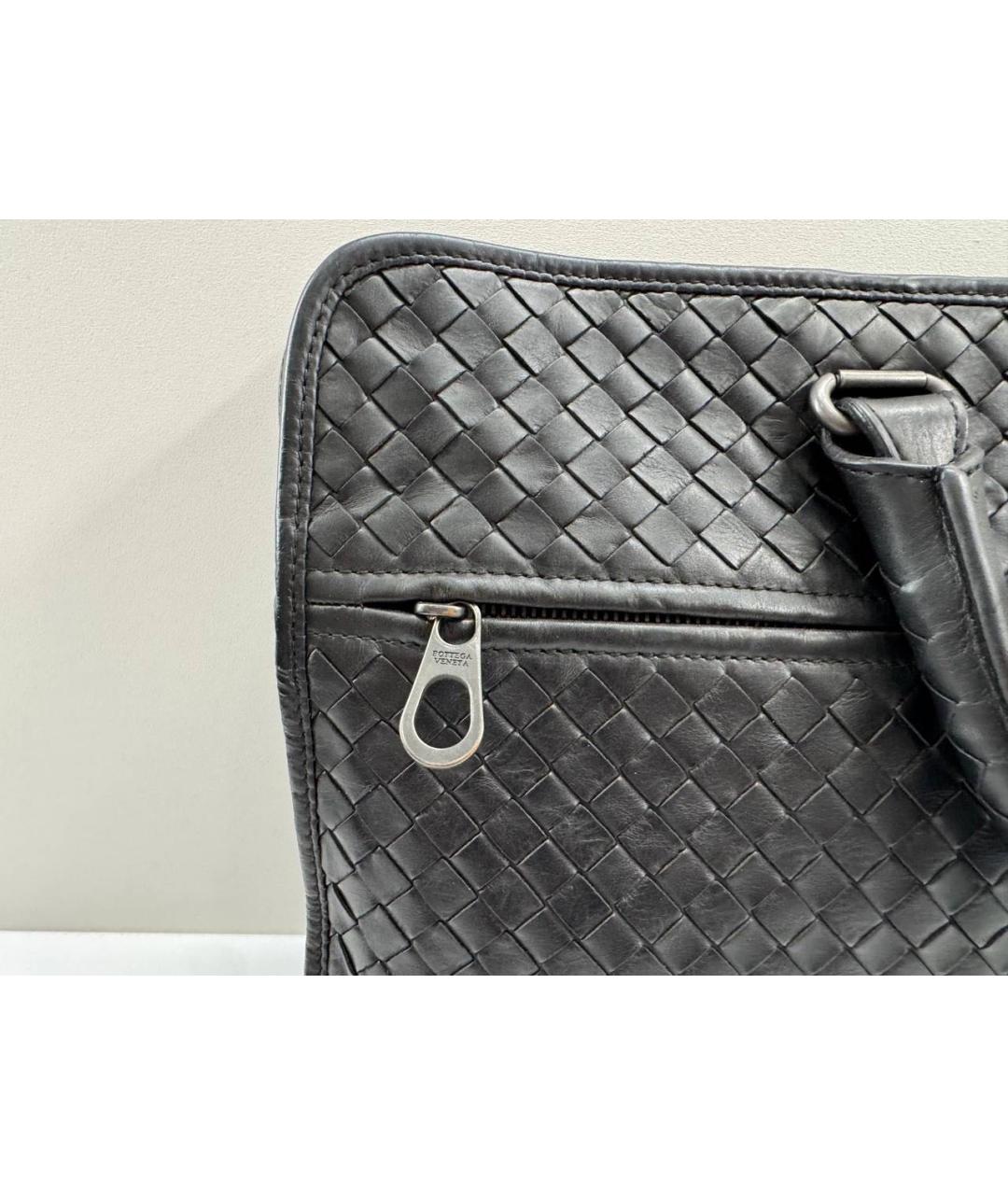 BOTTEGA VENETA Черный кожаный портфель, фото 4