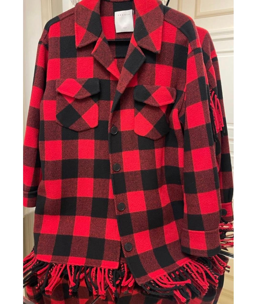SANDRO Красное шерстяное пальто, фото 4