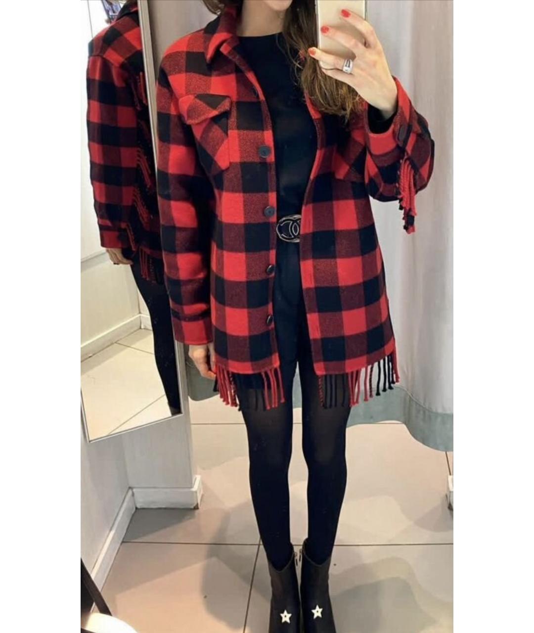 SANDRO Красное шерстяное пальто, фото 2