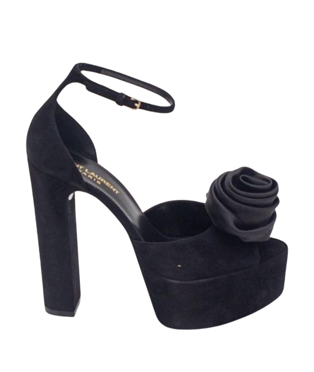 SAINT LAURENT Черные замшевые босоножки, фото 1