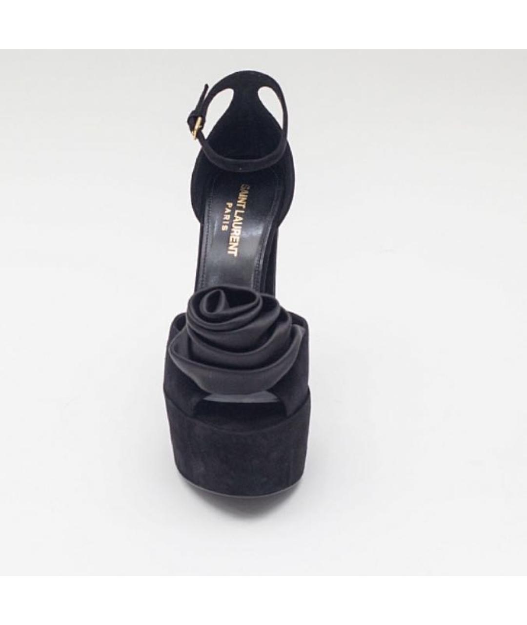 SAINT LAURENT Черные замшевые босоножки, фото 4
