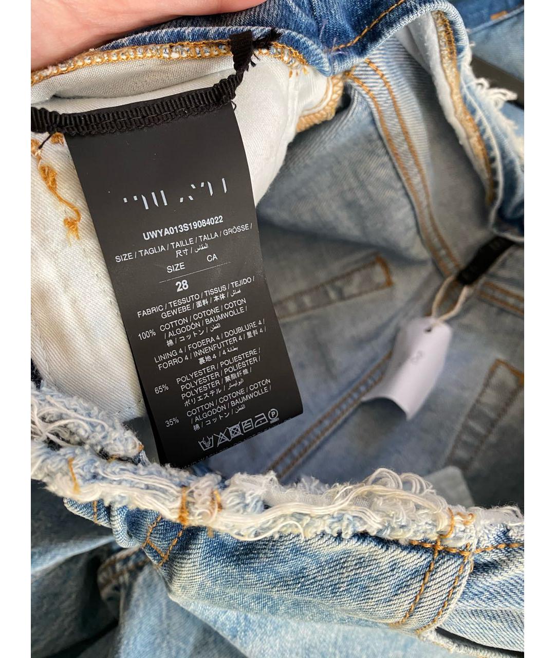 UNRAVEL PROJECT Голубые хлопковые джинсы слим, фото 7