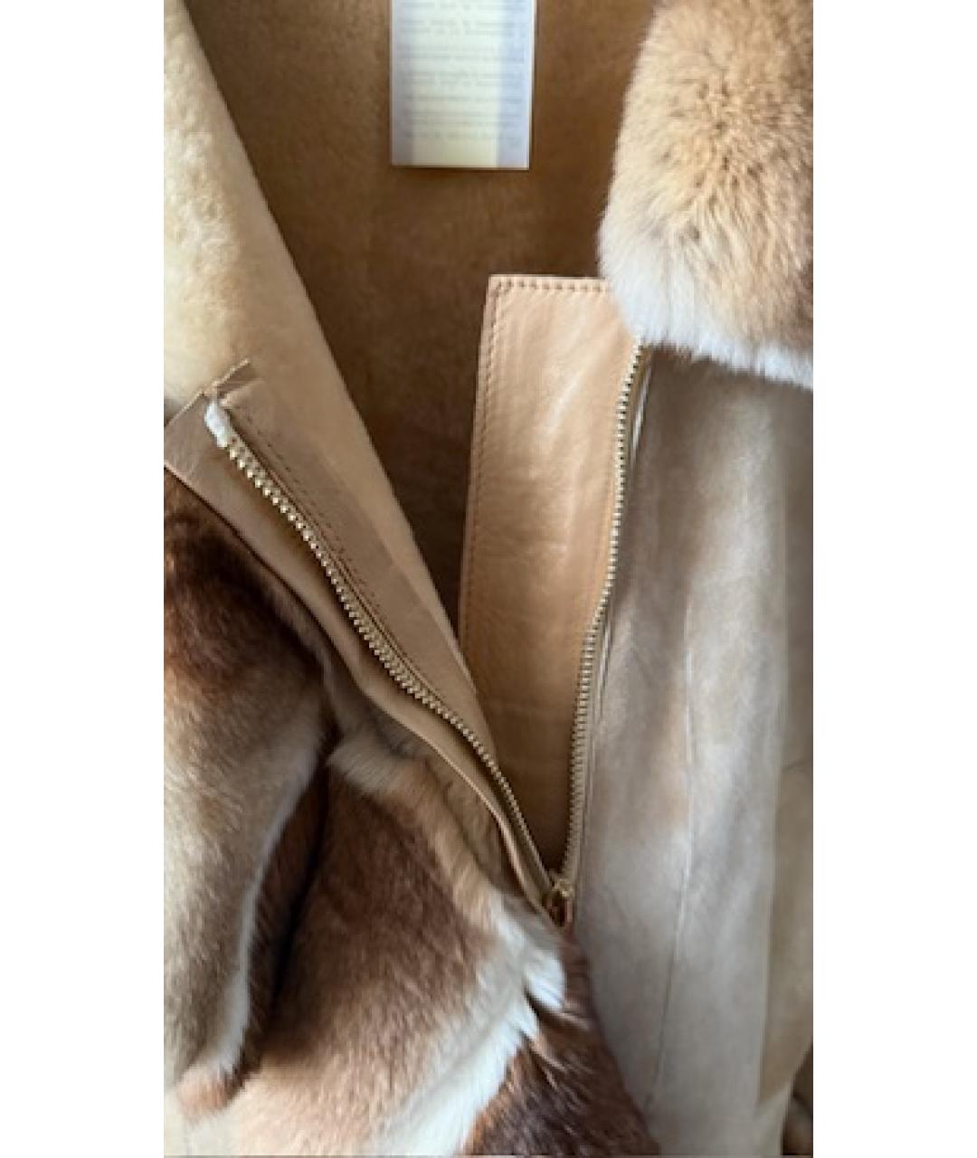 ROBERTO CAVALLI Бежевая кожаная дубленка, фото 4