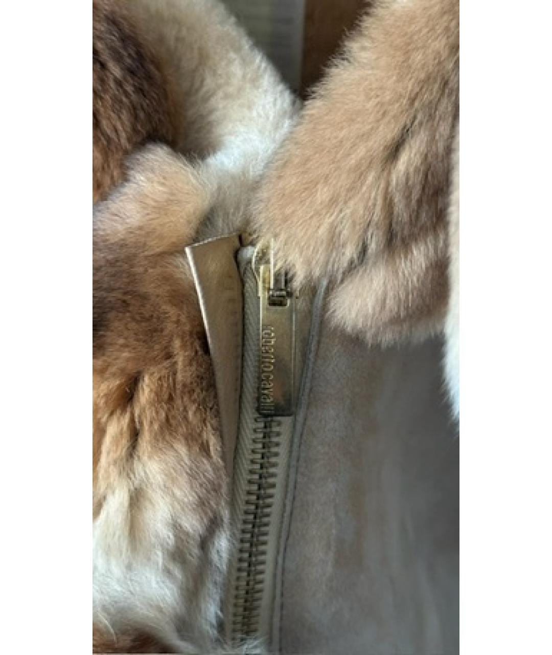 ROBERTO CAVALLI Бежевая кожаная дубленка, фото 5