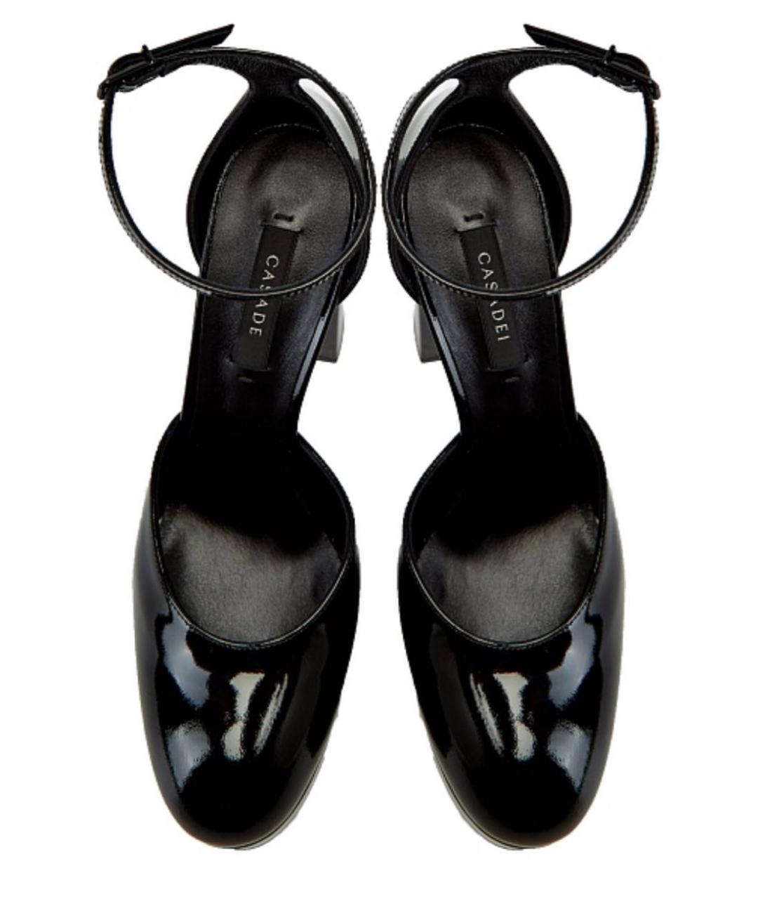 CASADEI Черные босоножки из лакированной кожи, фото 4