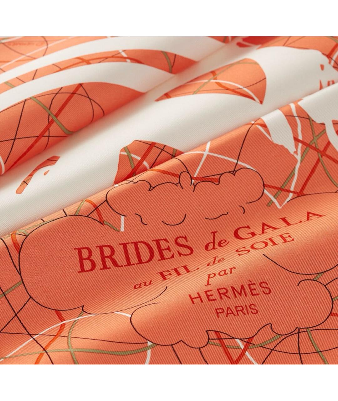 HERMES Оранжевый шелковый платок, фото 2