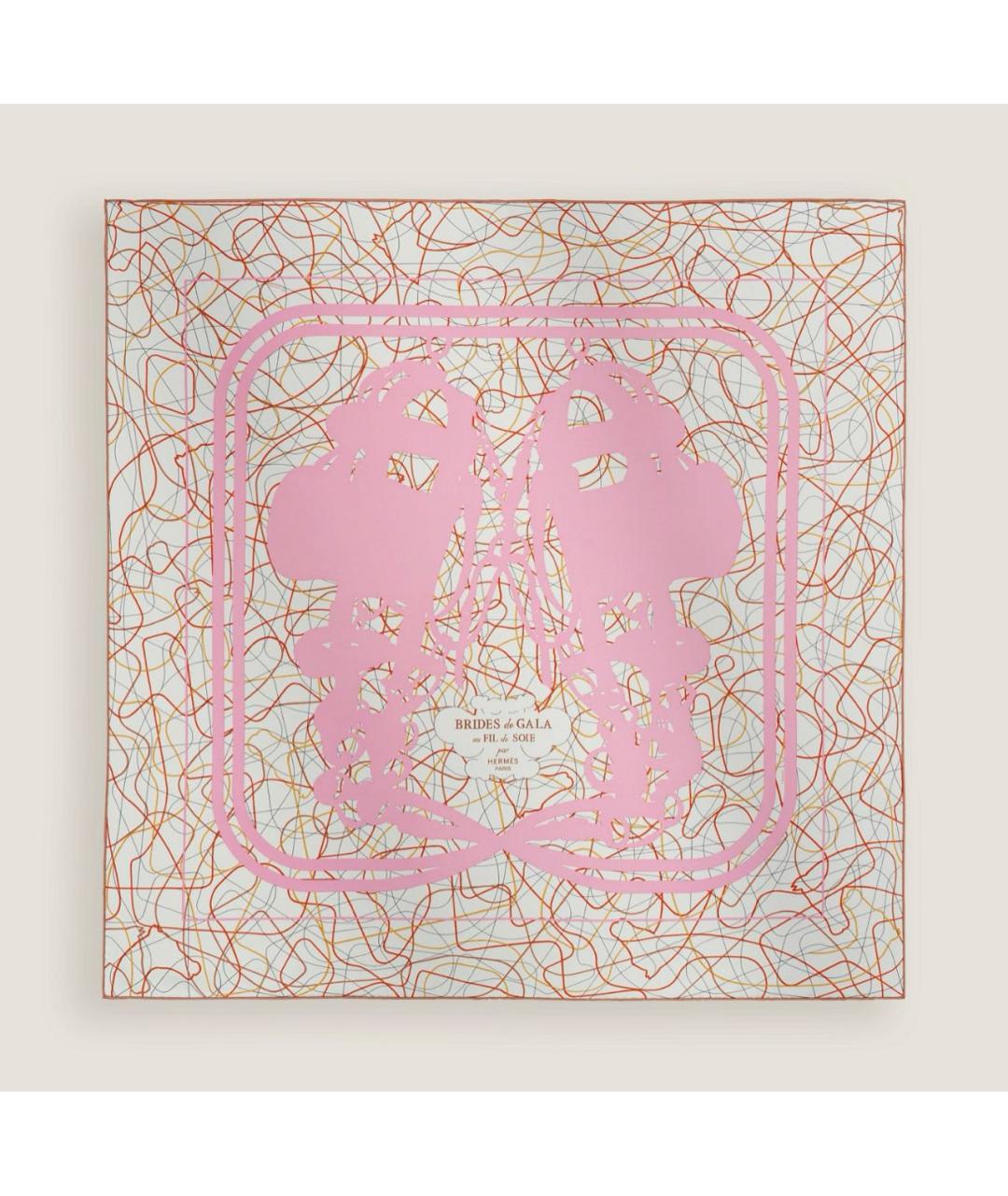 HERMES Розовый шелковый платок, фото 5