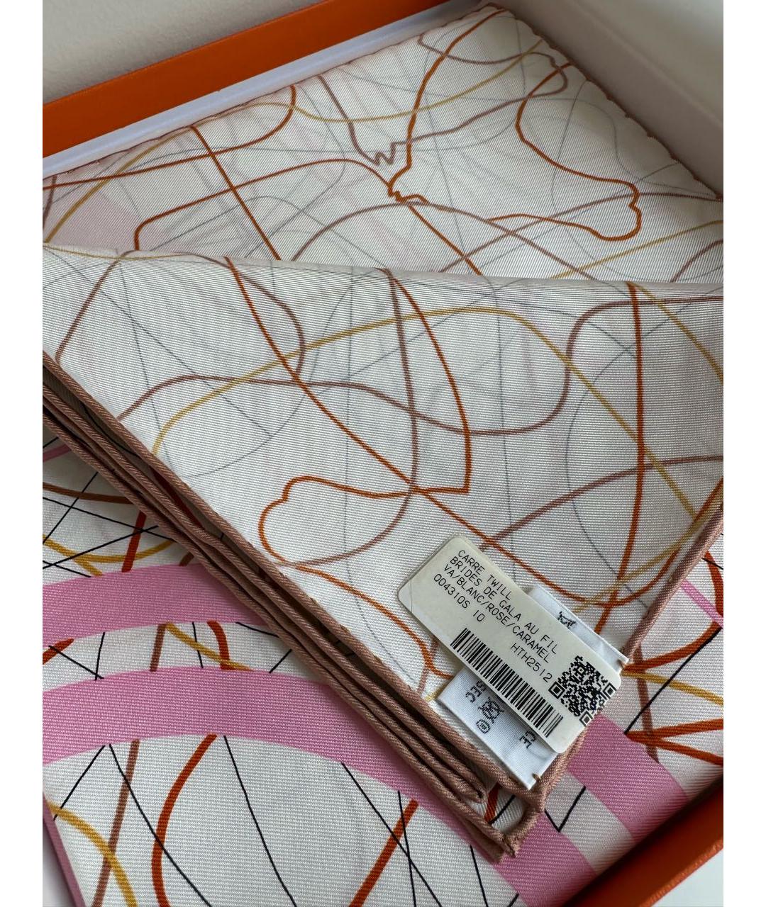 HERMES Розовый шелковый платок, фото 4