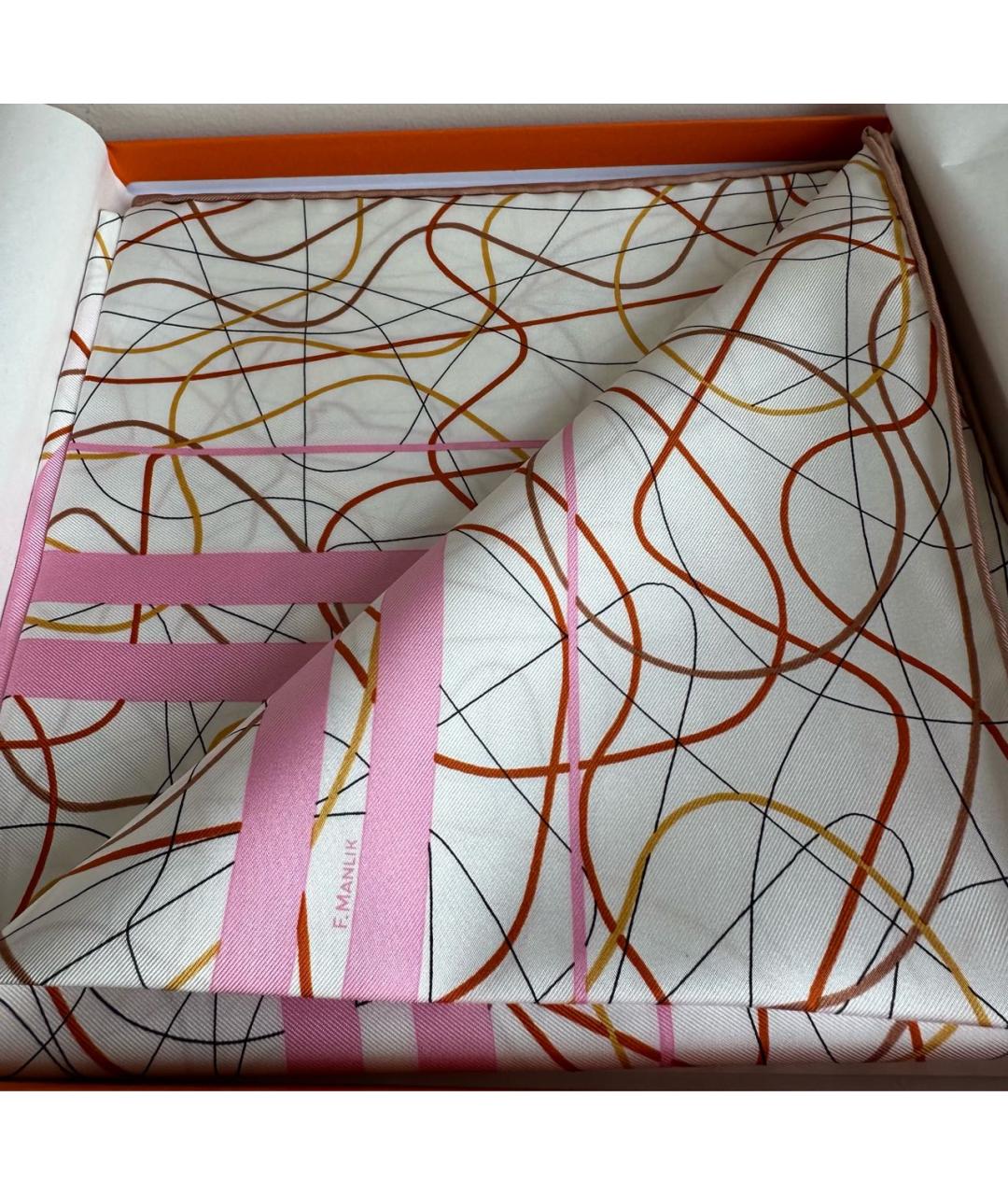 HERMES Розовый шелковый платок, фото 3