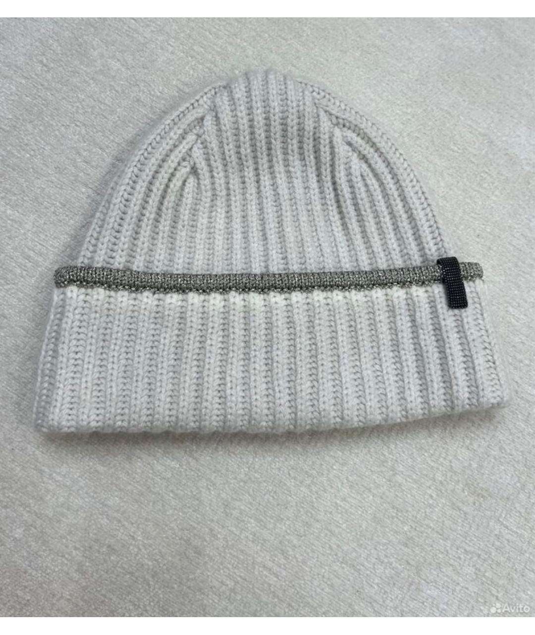 BRUNELLO CUCINELLI Бежевая кашемировая шапка, фото 2