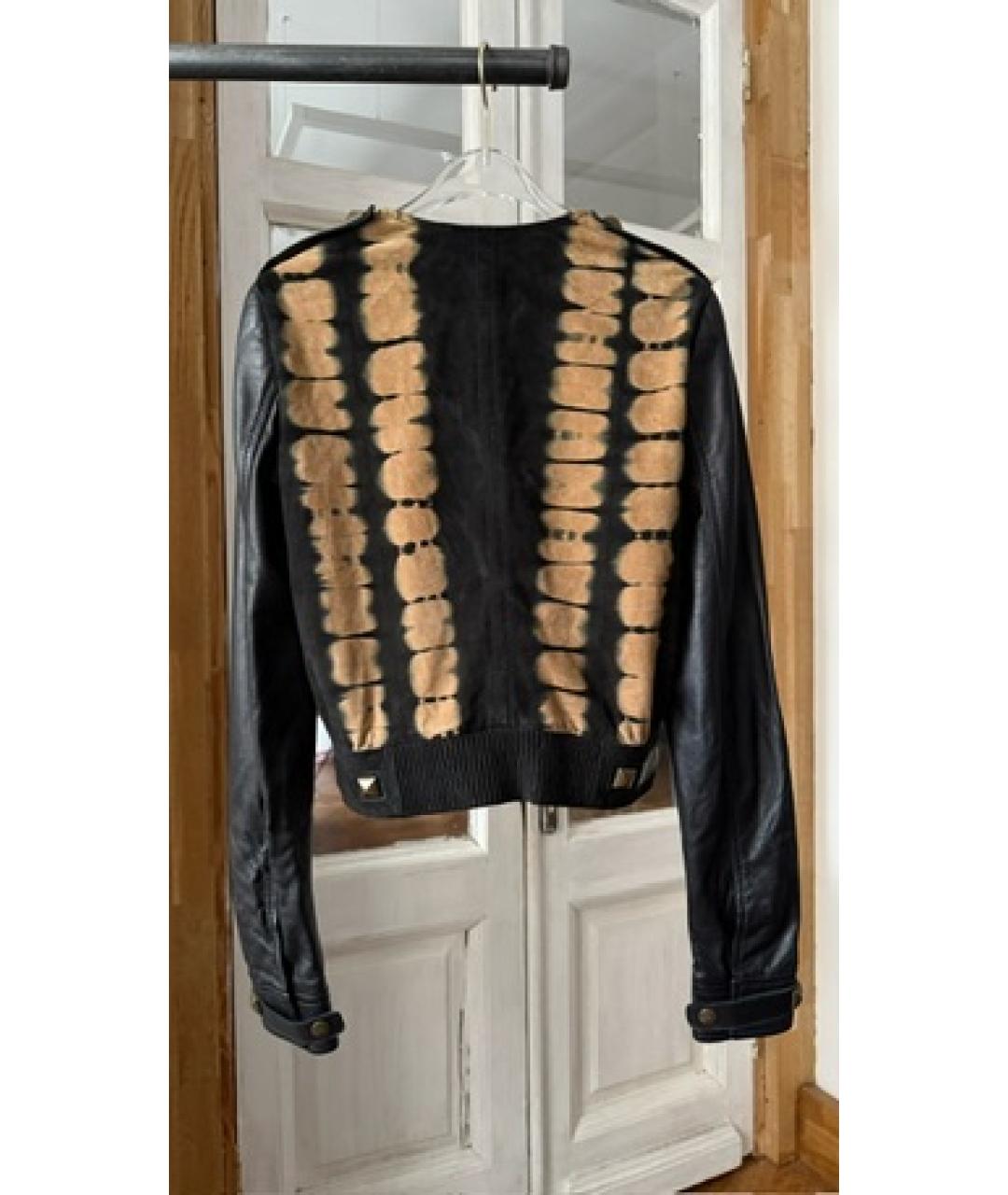 JUST CAVALLI Черная кожаная куртка, фото 2