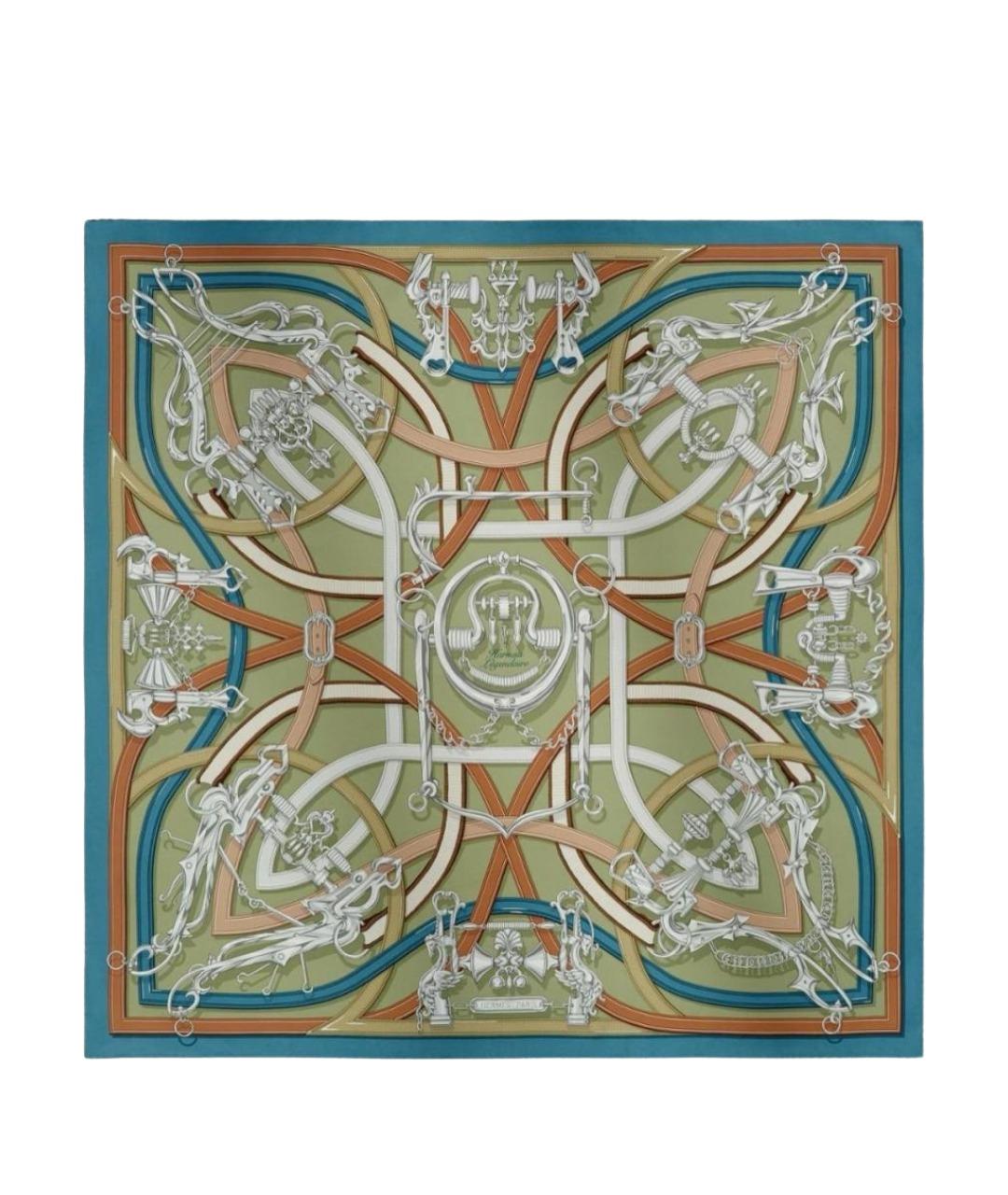 HERMES Мульти шелковый платок, фото 1