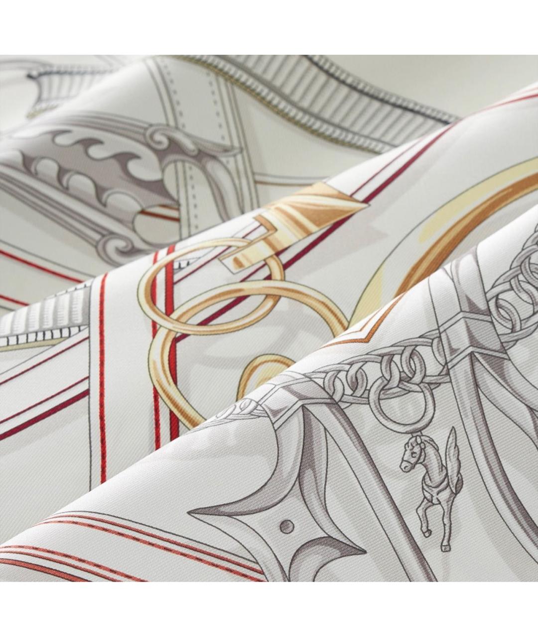 HERMES Белый шелковый платок, фото 2