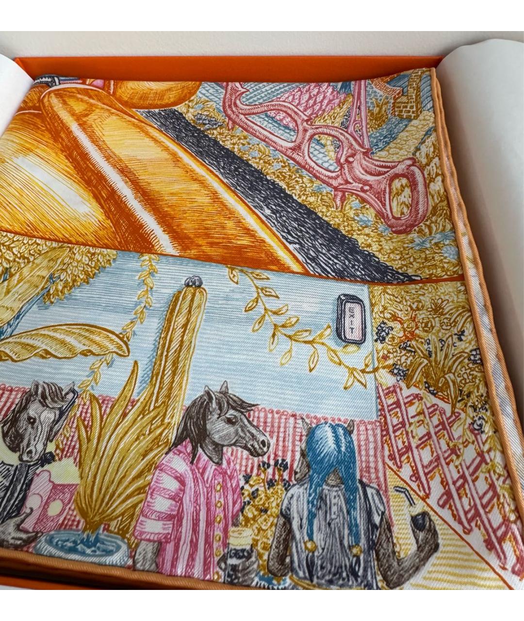 HERMES Мульти шелковый платок, фото 4