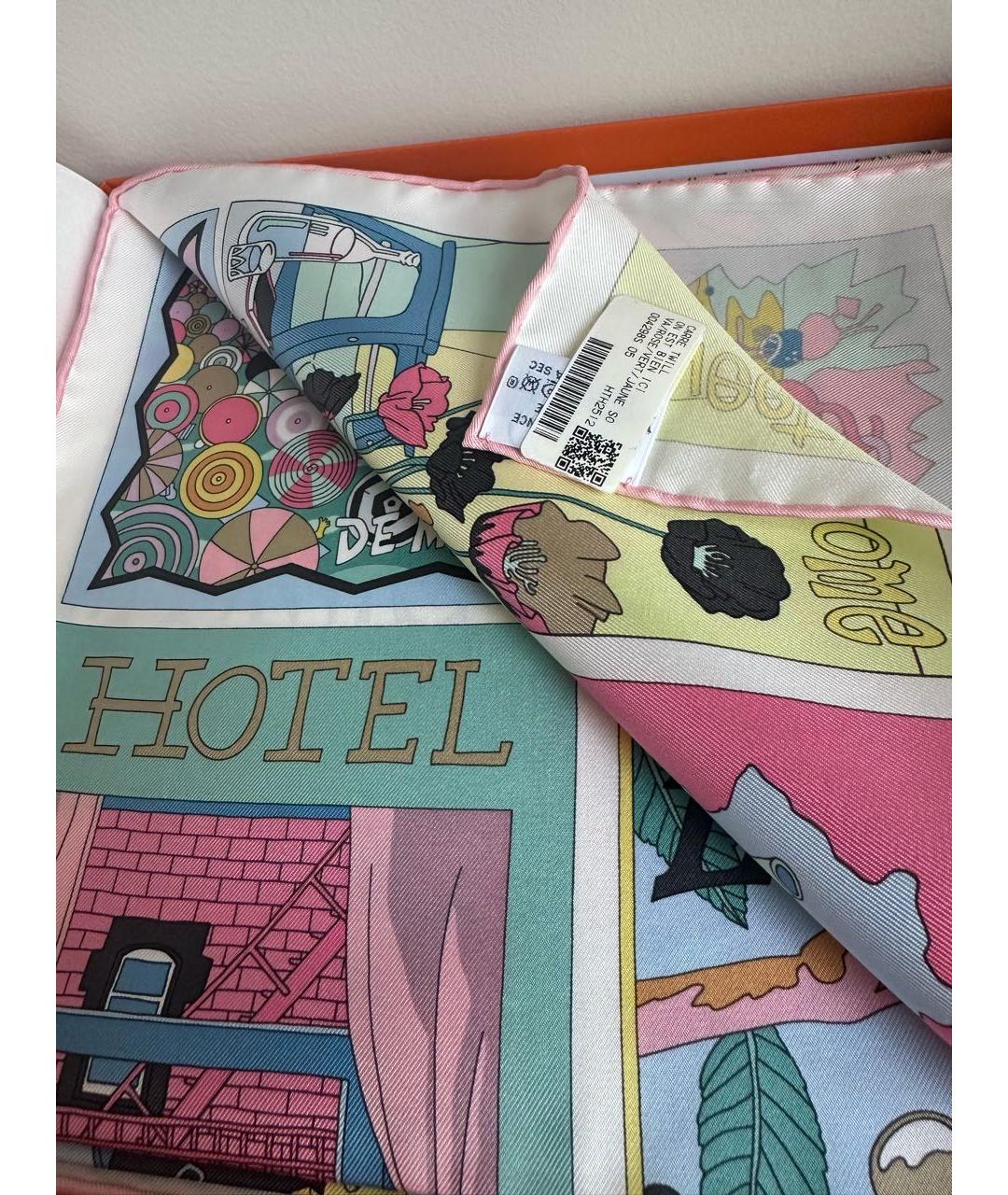 HERMES Мульти шелковый платок, фото 4