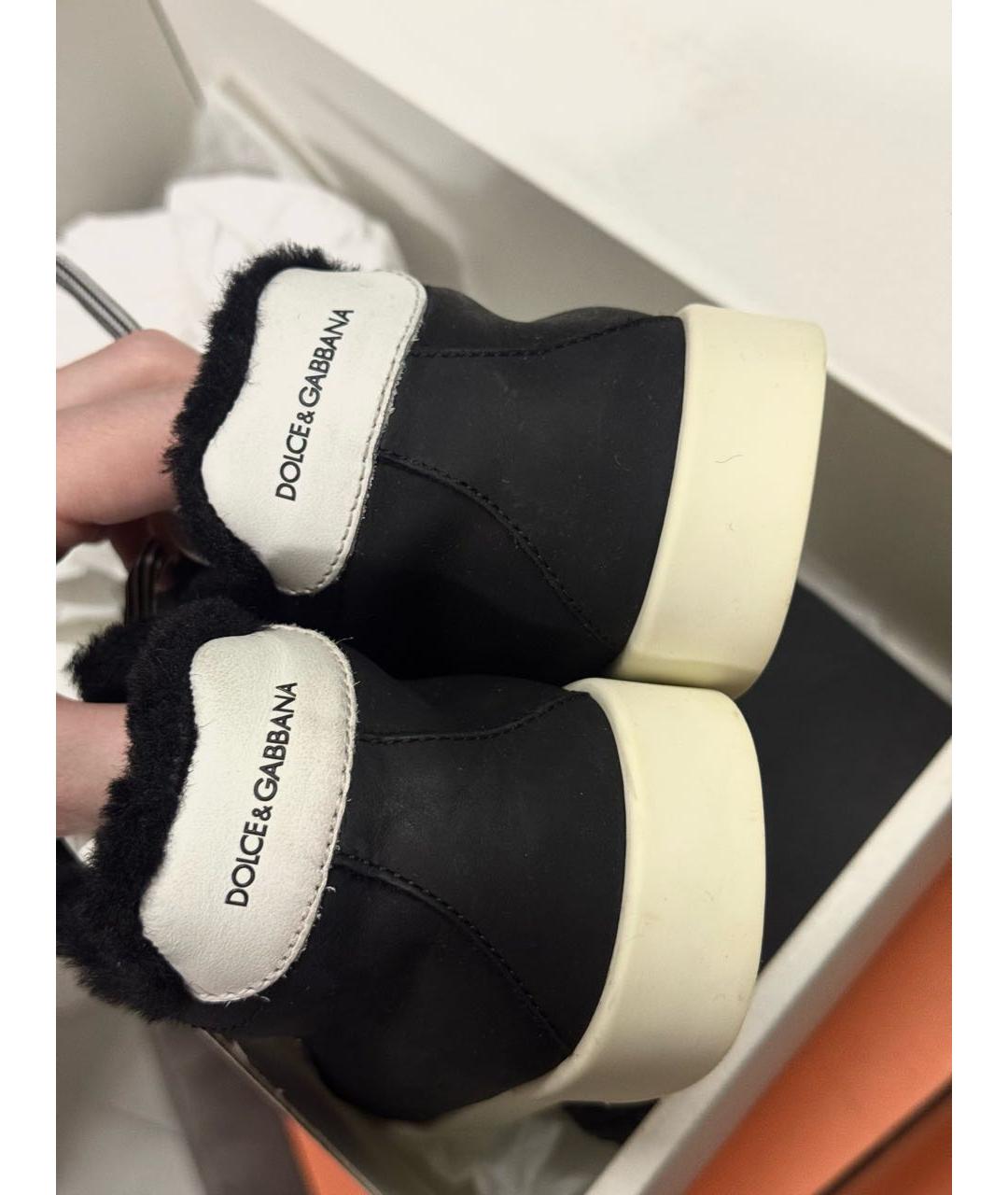 DOLCE & GABBANA KIDS Черные нубуковые кеды, фото 4