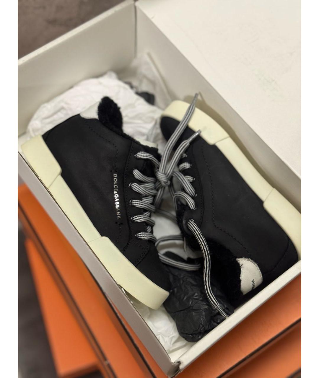 DOLCE & GABBANA KIDS Черные нубуковые кеды, фото 2