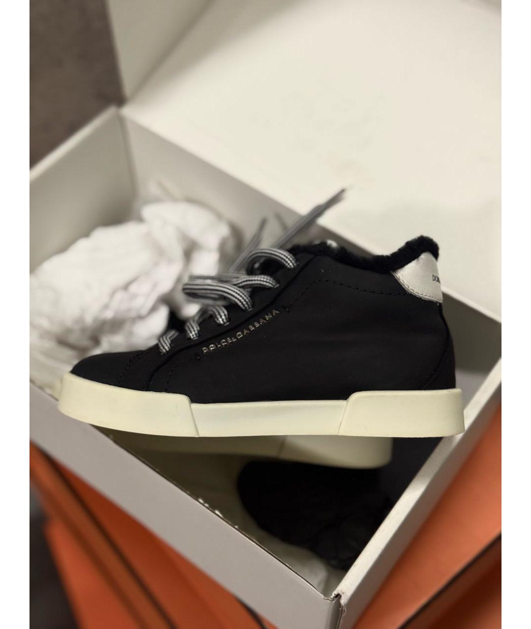 DOLCE & GABBANA KIDS Черные нубуковые кеды, фото 5