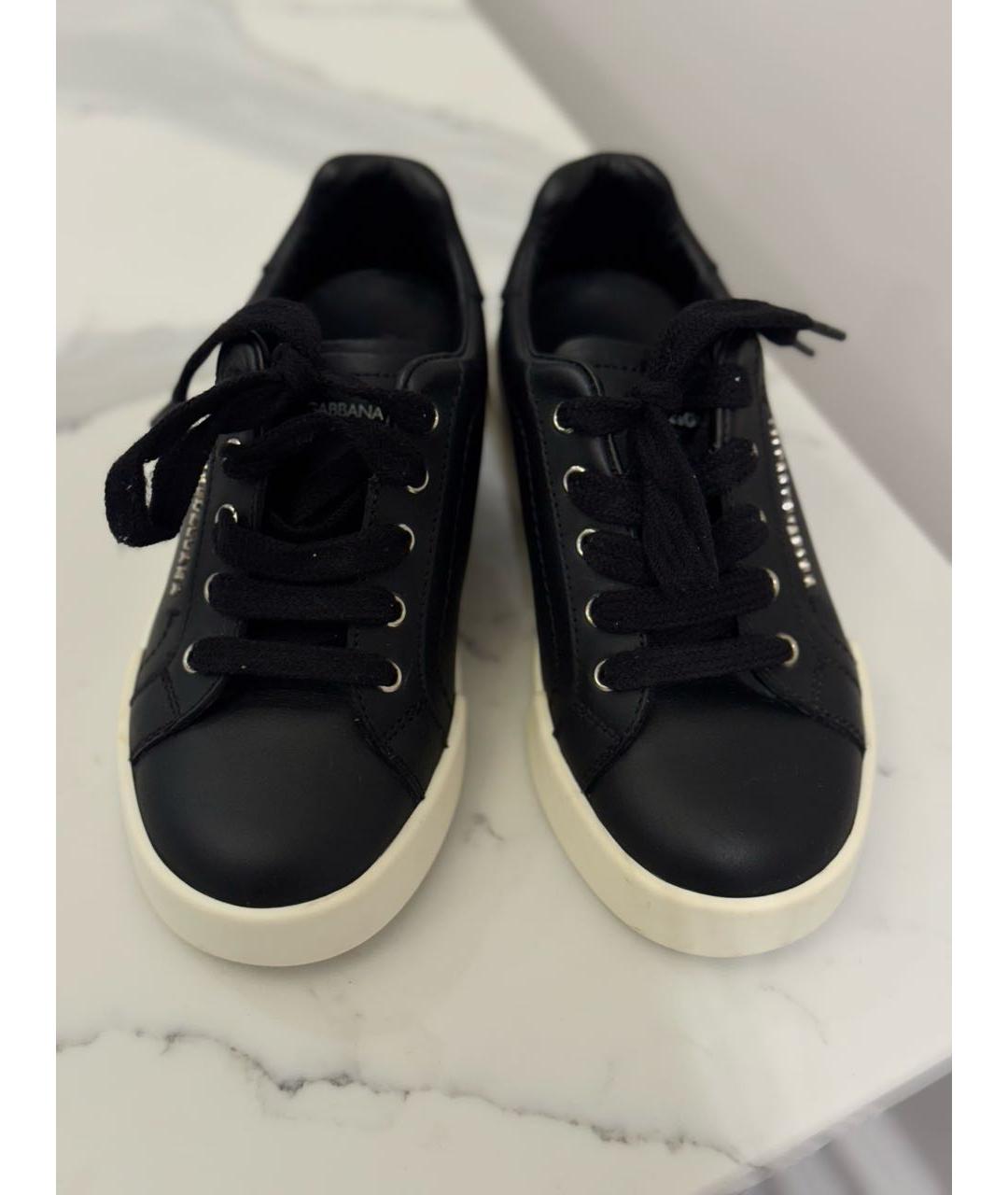 DOLCE & GABBANA KIDS Черные кожаные кеды, фото 2