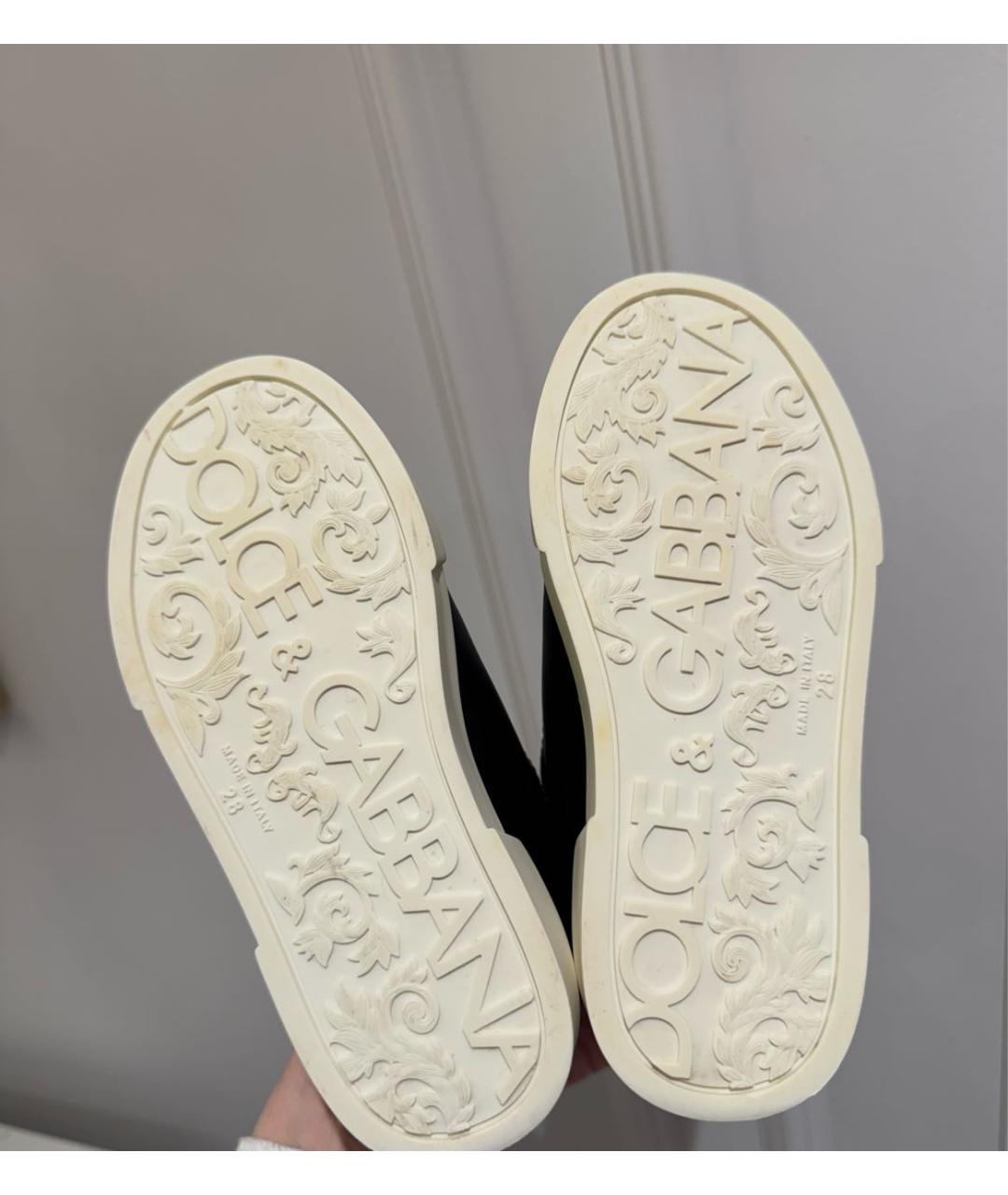 DOLCE & GABBANA KIDS Черные кожаные кеды, фото 3