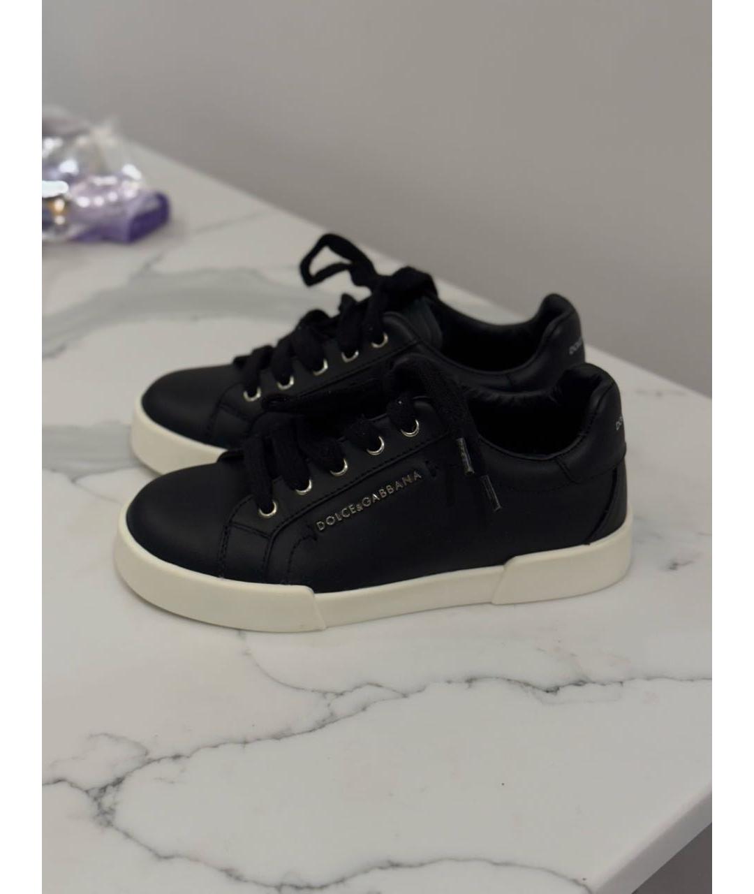 DOLCE & GABBANA KIDS Черные кожаные кеды, фото 5