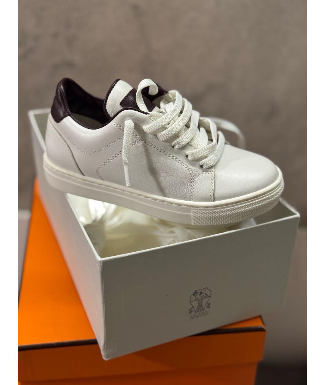 BRUNELLO CUCINELLI Белые кожаные кеды, фото 5