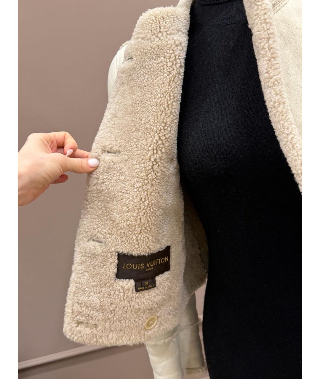 LOUIS VUITTON Бежевая замшевая дубленка, фото 7