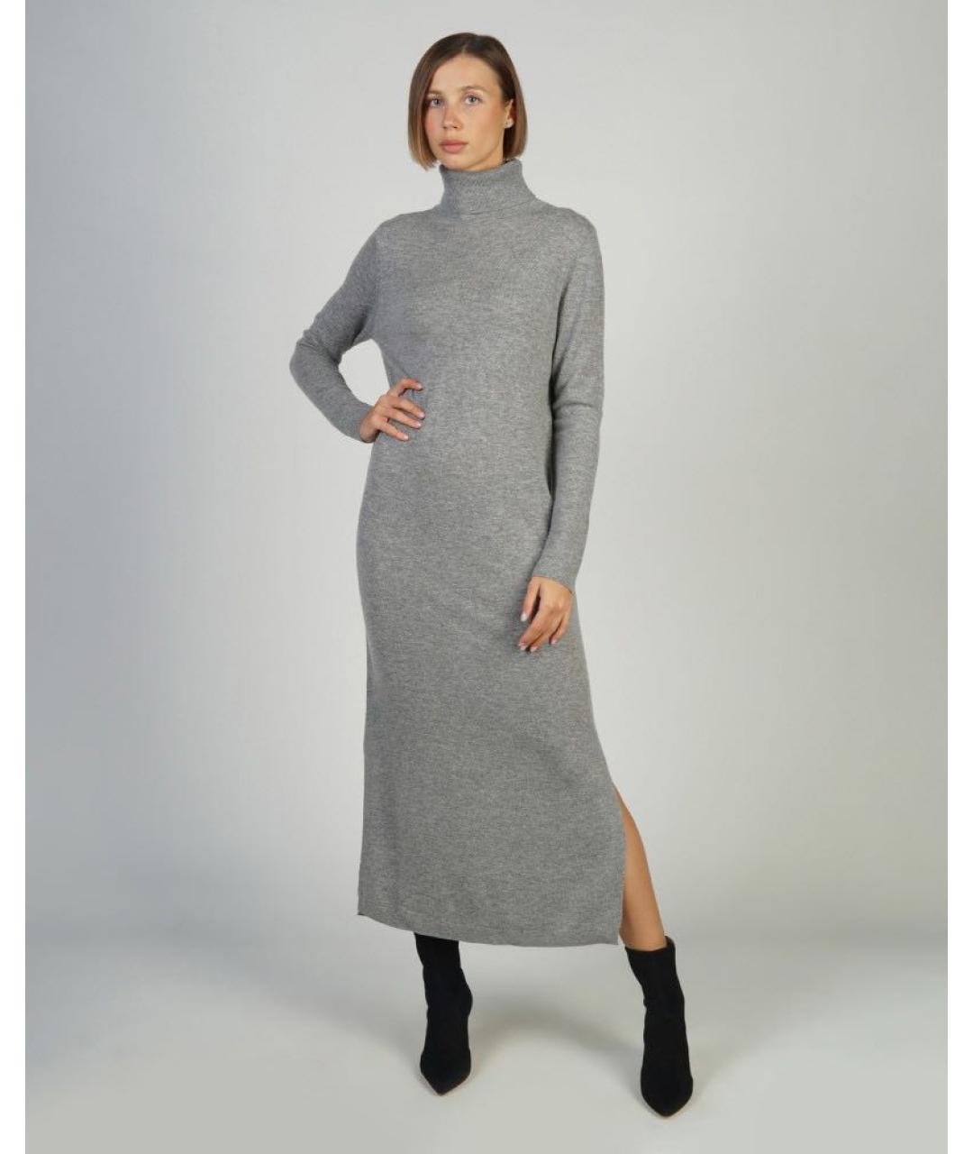 ALLUDE Серое шерстяное повседневное платье, фото 3