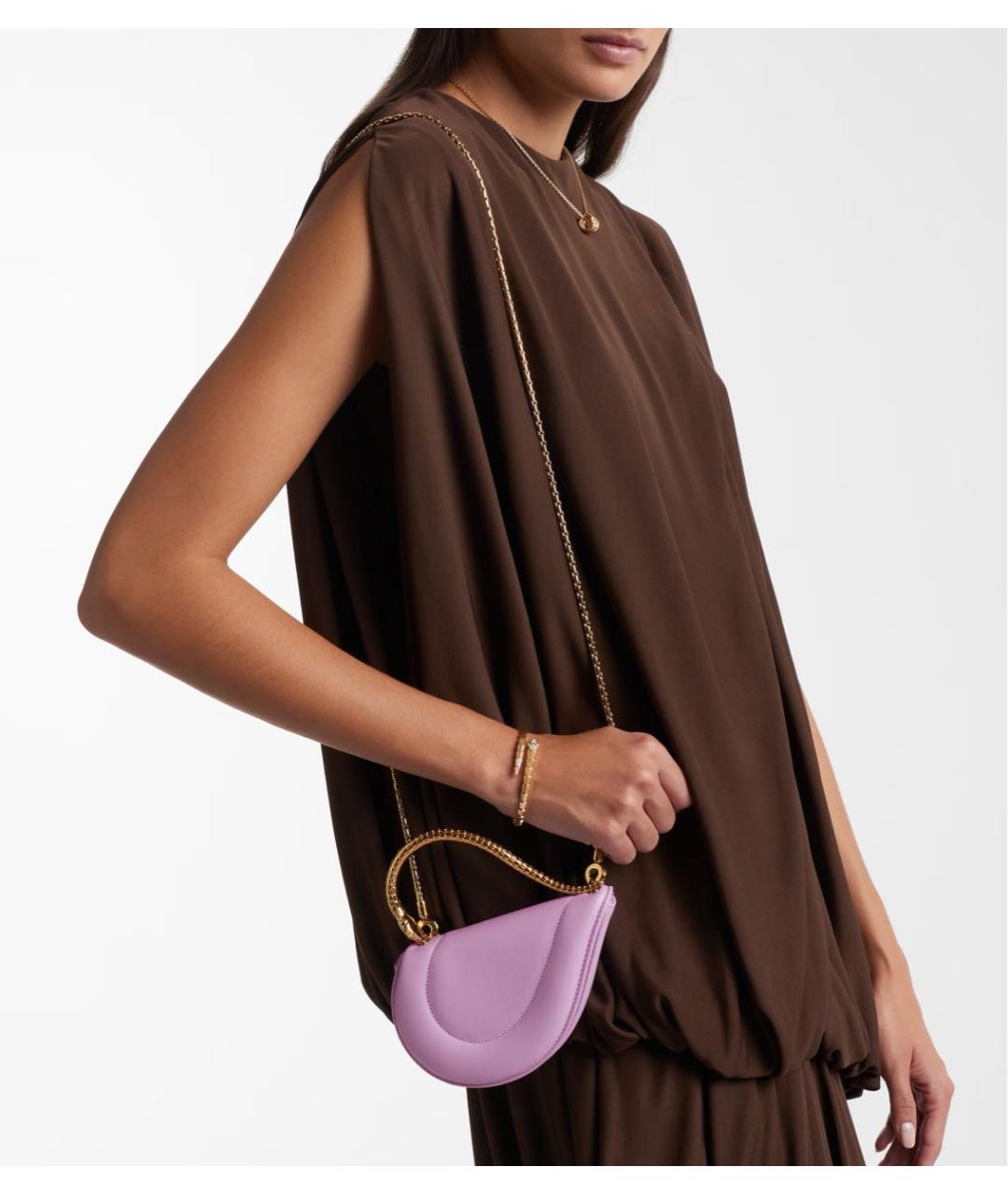 BVLGARI Фиолетовая кожаная сумка с короткими ручками, фото 3