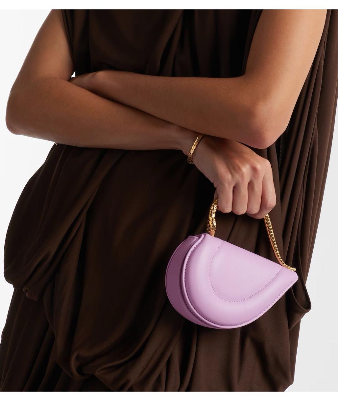 BVLGARI Фиолетовая кожаная сумка с короткими ручками, фото 5