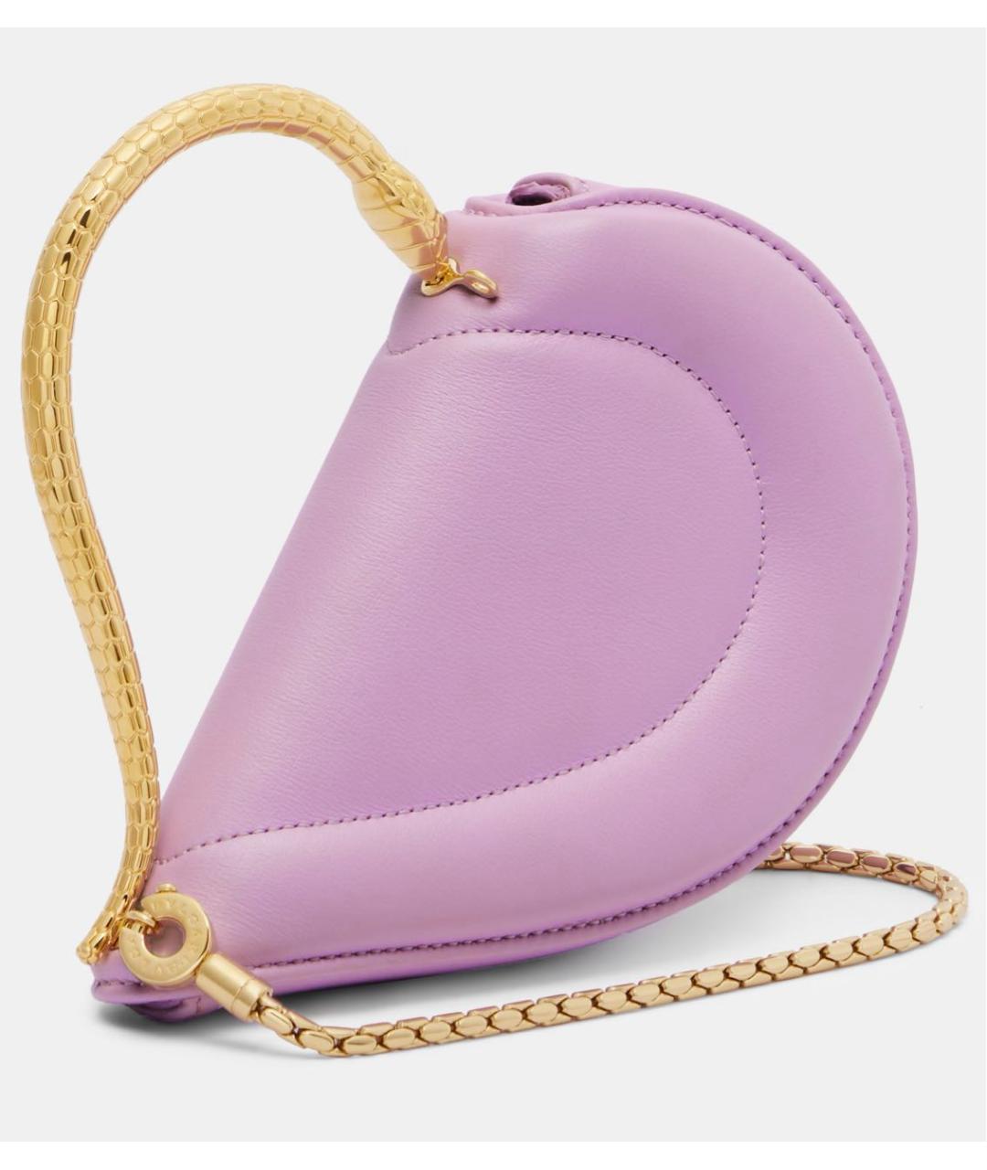 BVLGARI Фиолетовая кожаная сумка с короткими ручками, фото 4