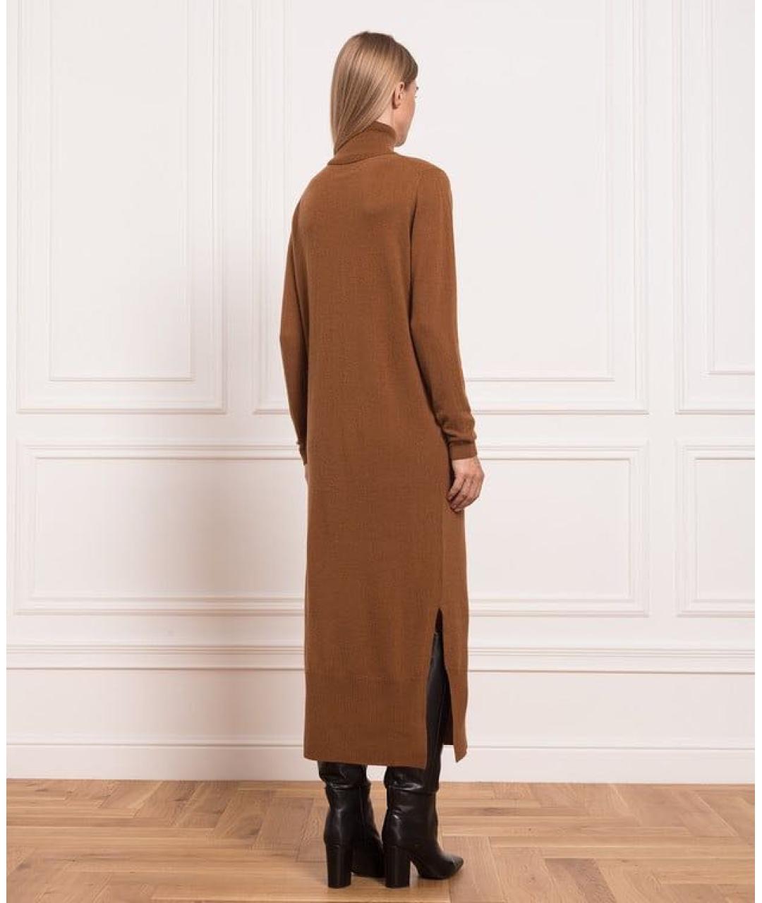 ALLUDE Коричневое шерстяное повседневное платье, фото 2