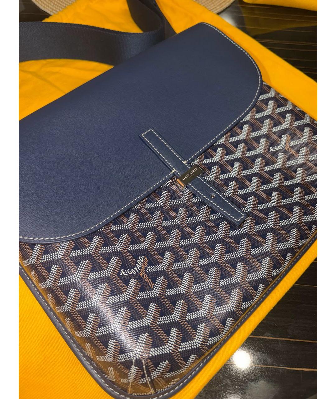 GOYARD Темно-синяя кожаная сумка на плечо, фото 2