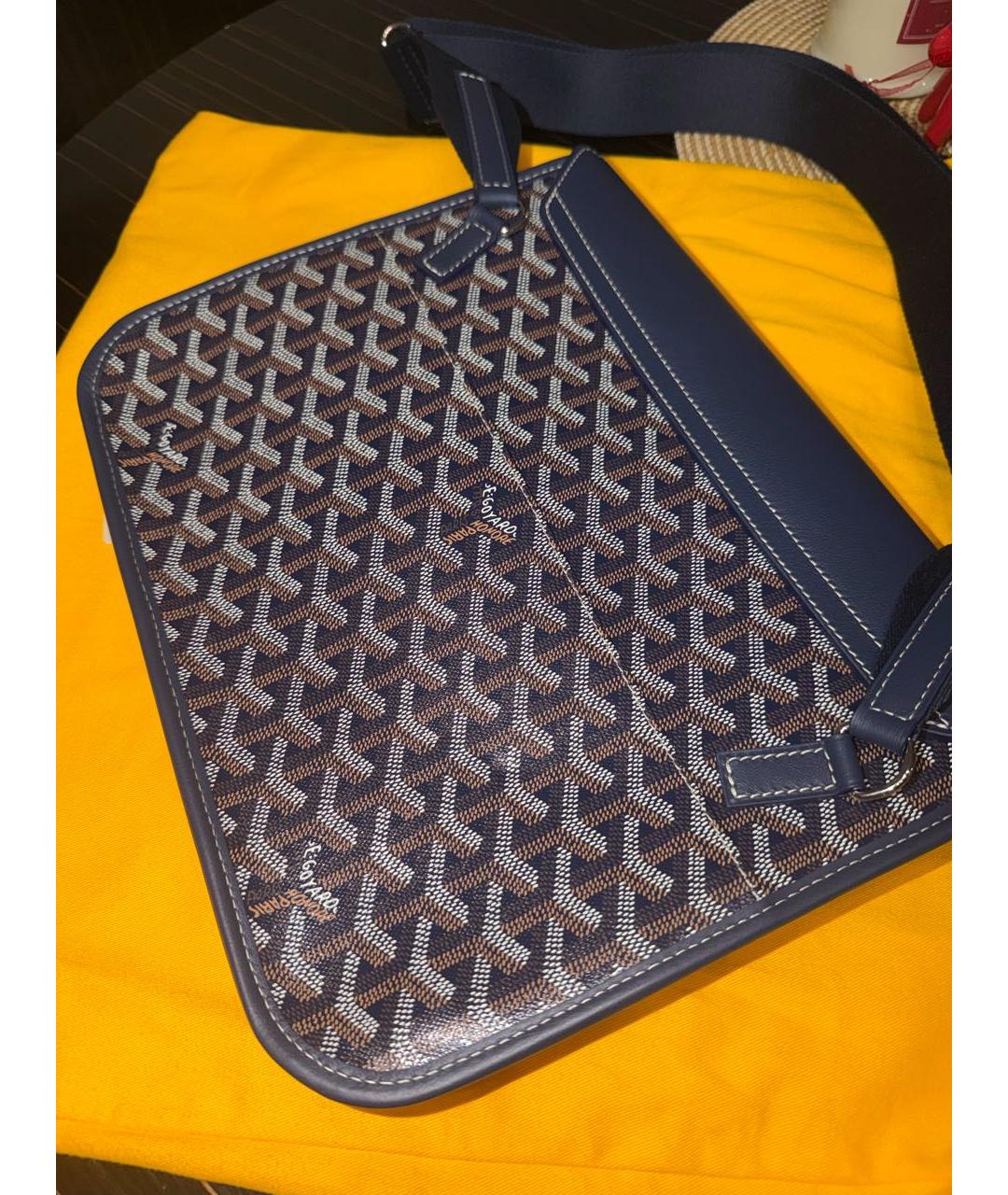 GOYARD Темно-синяя кожаная сумка на плечо, фото 3