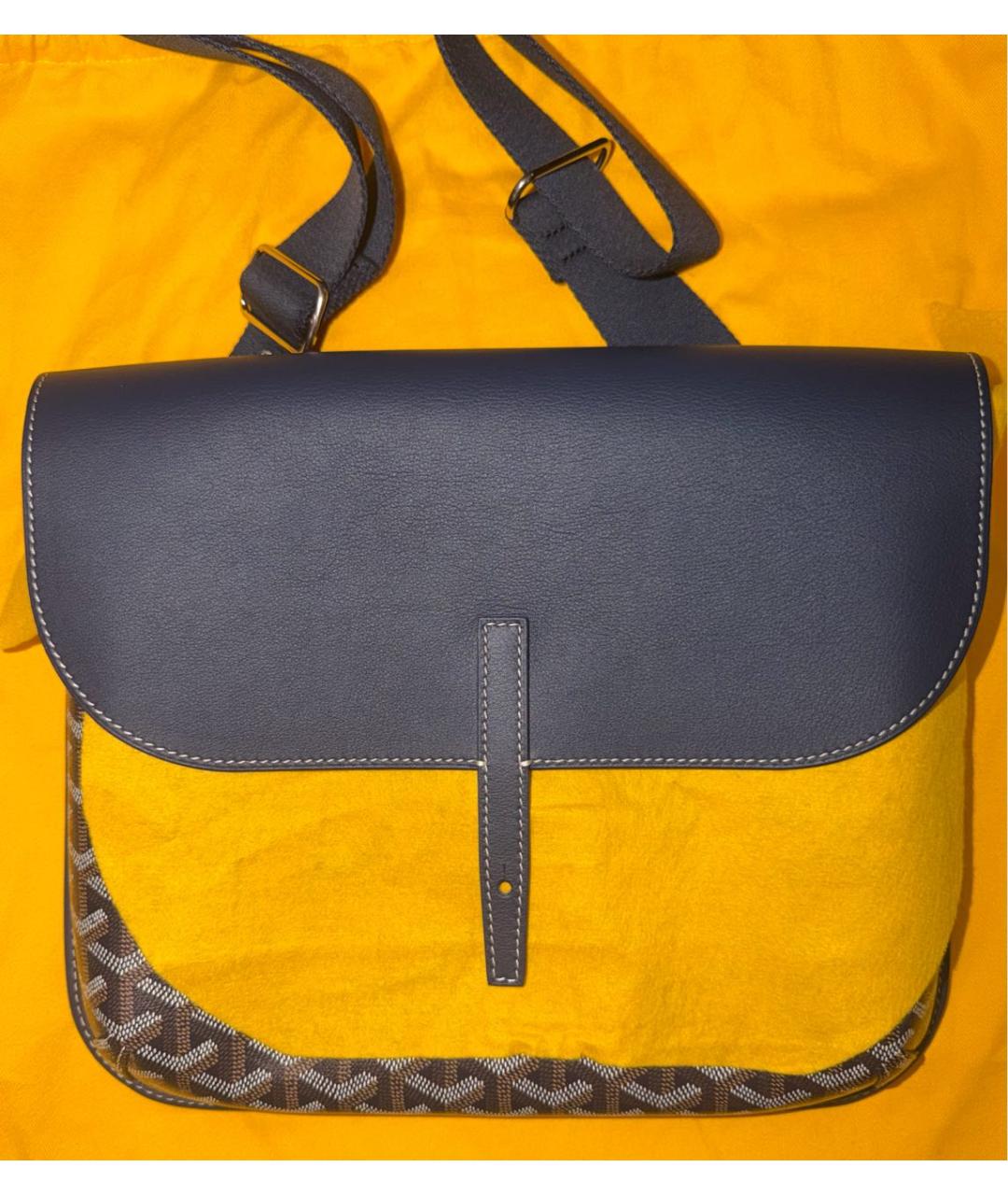 GOYARD Темно-синяя кожаная сумка на плечо, фото 5