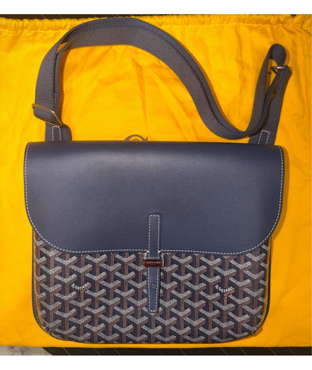 GOYARD Темно-синяя кожаная сумка на плечо, фото 9