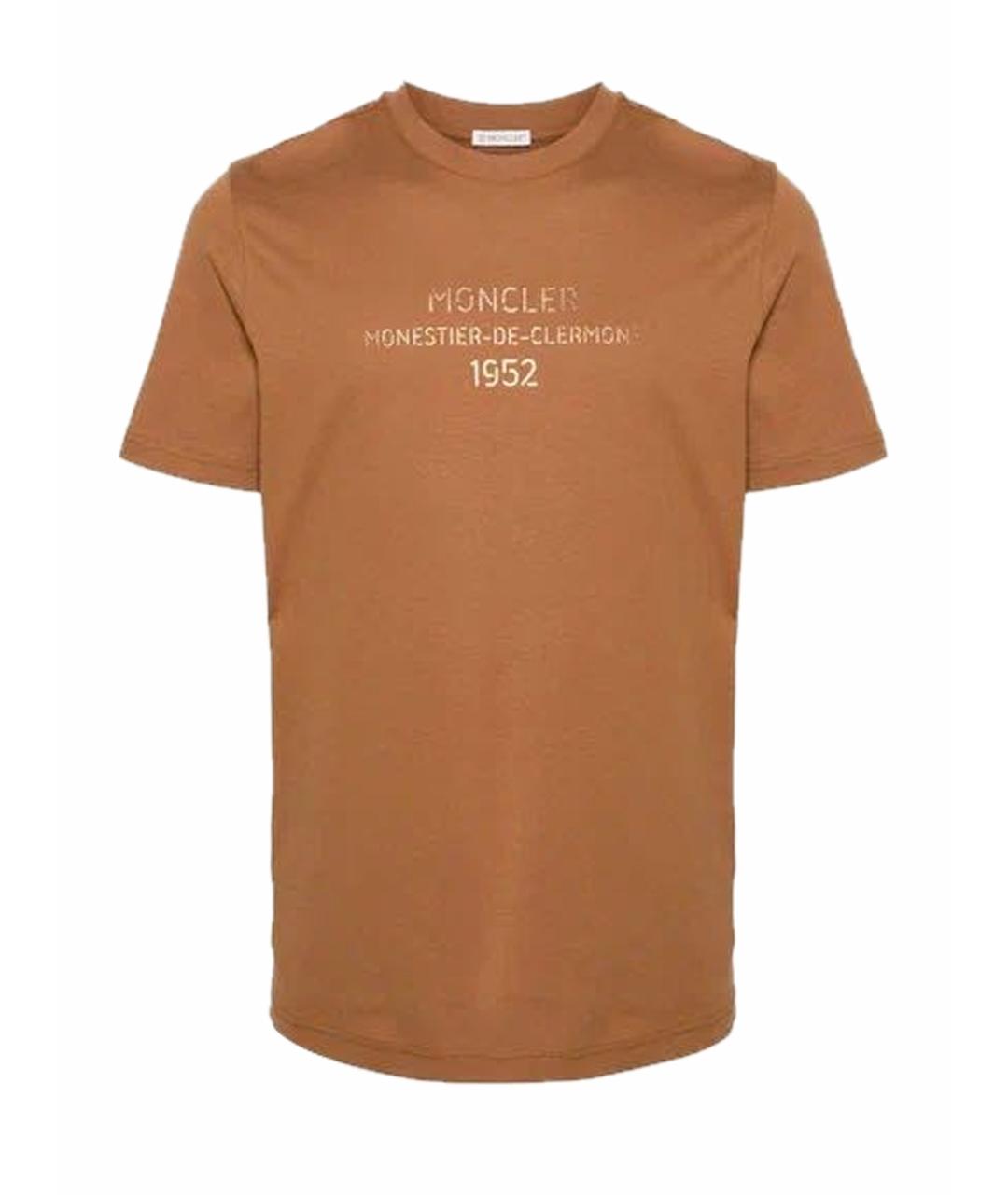 MONCLER Коричневая хлопко-эластановая майка, фото 1