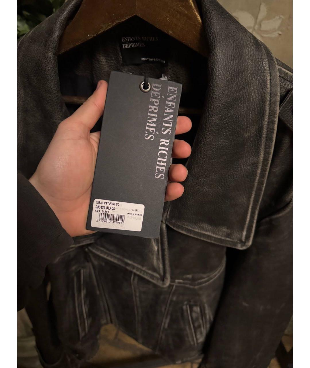 Enfants Riches Déprimés Антрацитовая кожаная куртка, фото 7