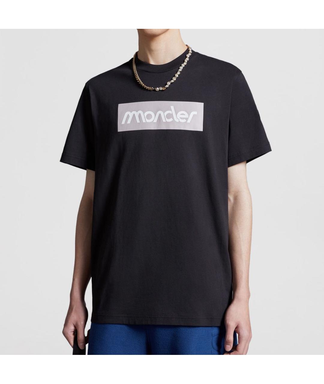 MONCLER Черная хлопко-эластановая майка, фото 2