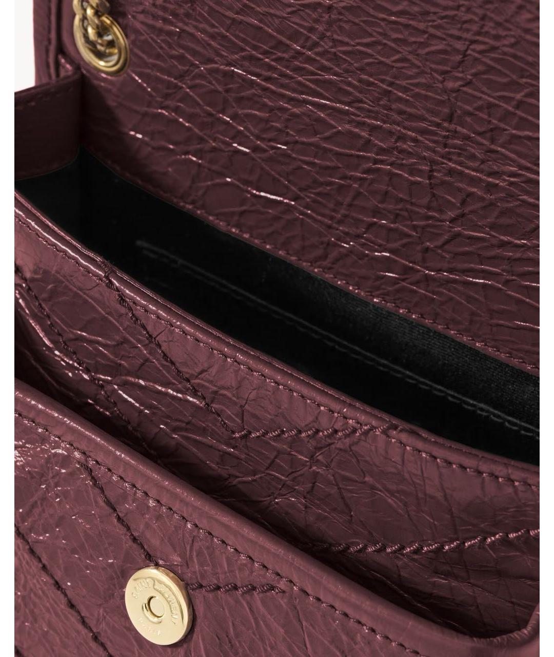 SAINT LAURENT Бордовая кожаная сумка через плечо, фото 4