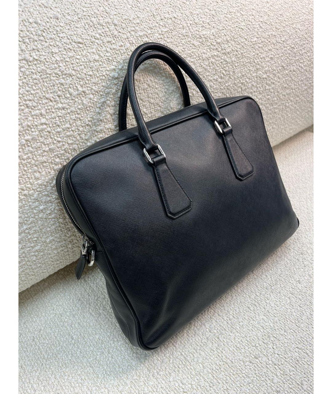 PRADA Черный кожаный портфель, фото 2