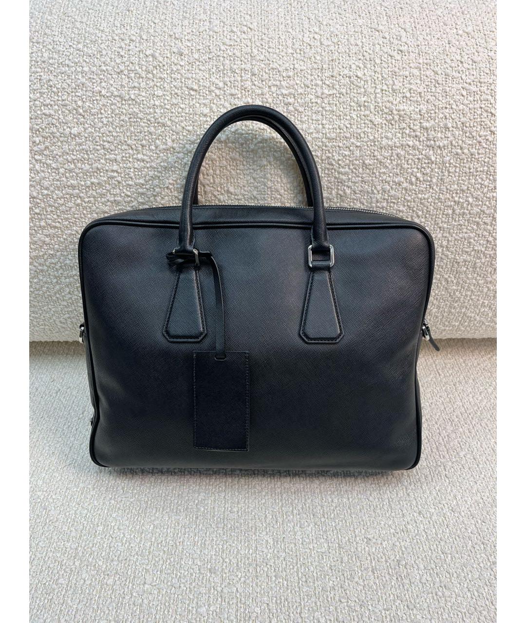 PRADA Черный кожаный портфель, фото 3