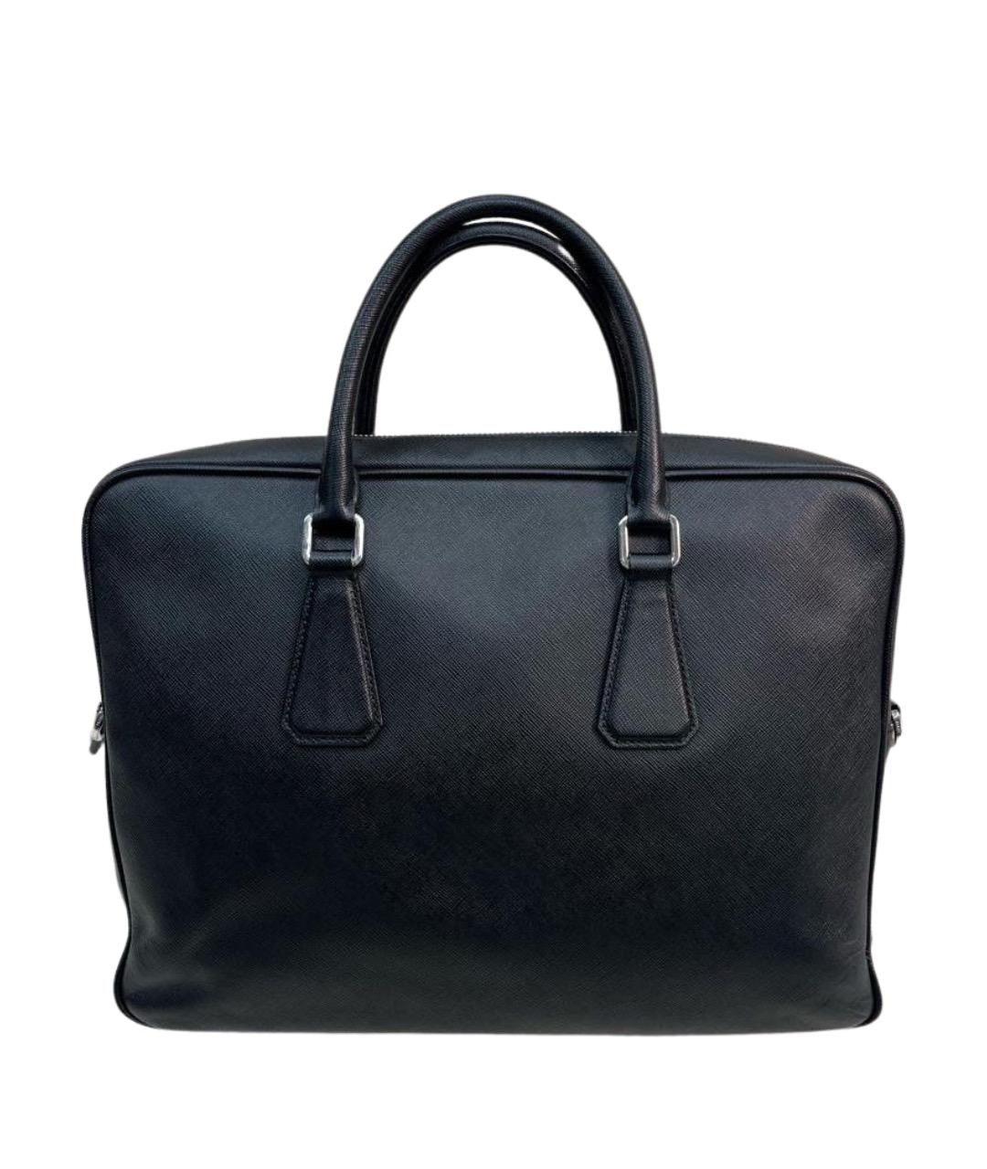 PRADA Черный кожаный портфель, фото 1