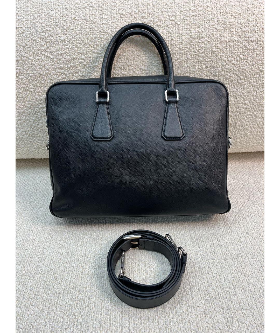 PRADA Черный кожаный портфель, фото 7