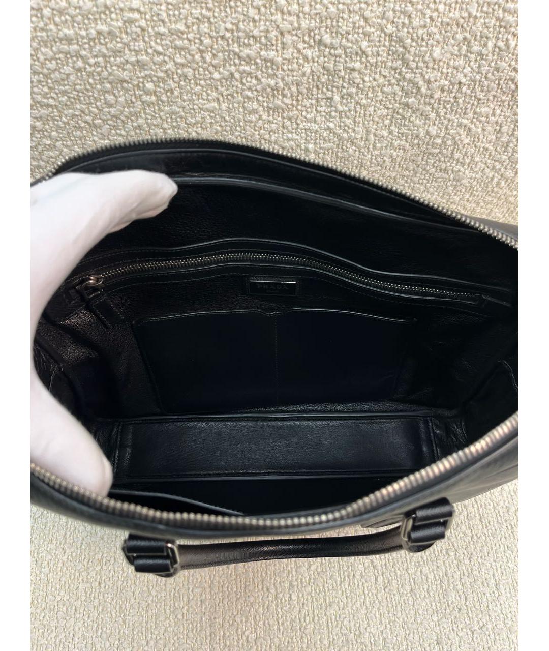 PRADA Черный кожаный портфель, фото 4