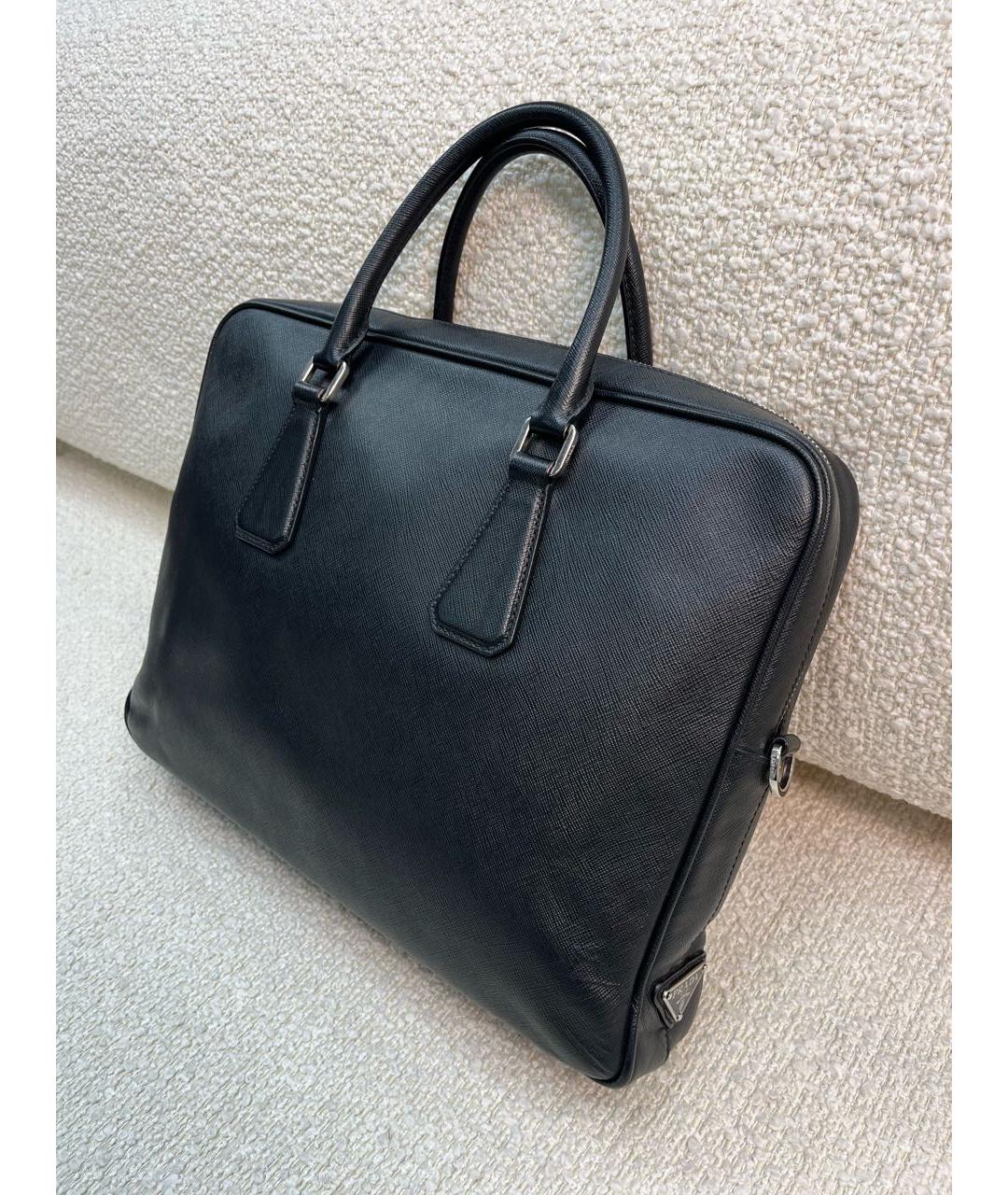 PRADA Черный кожаный портфель, фото 5