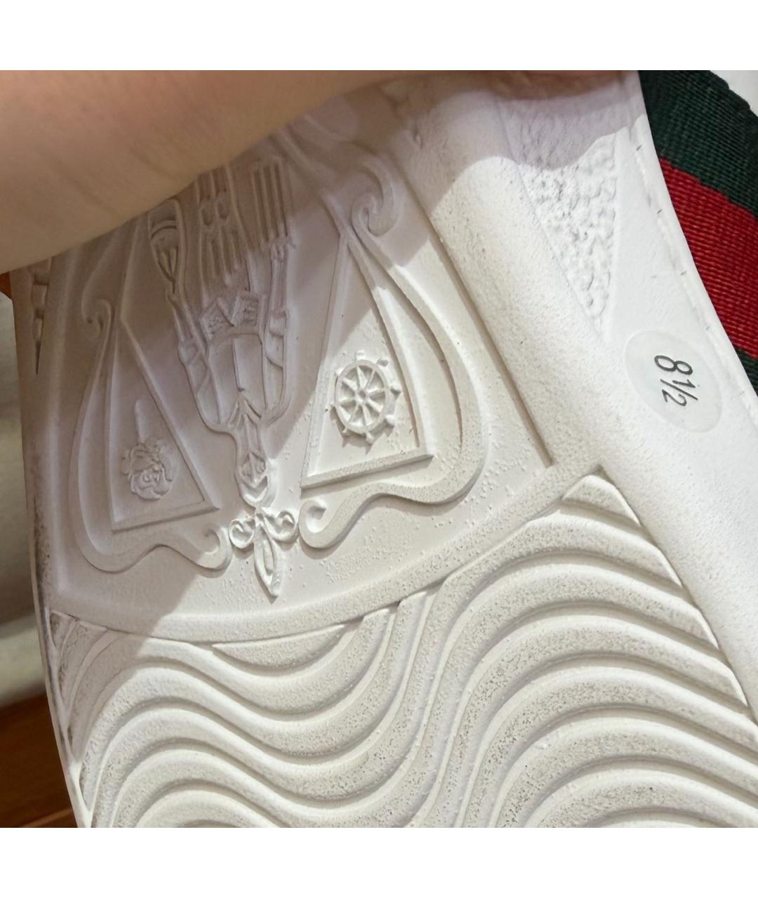 GUCCI Белые кожаные низкие кроссовки / кеды, фото 4