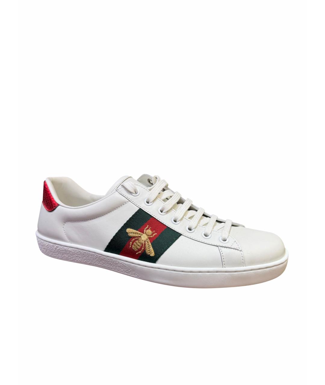 GUCCI Белые кожаные низкие кроссовки / кеды, фото 1