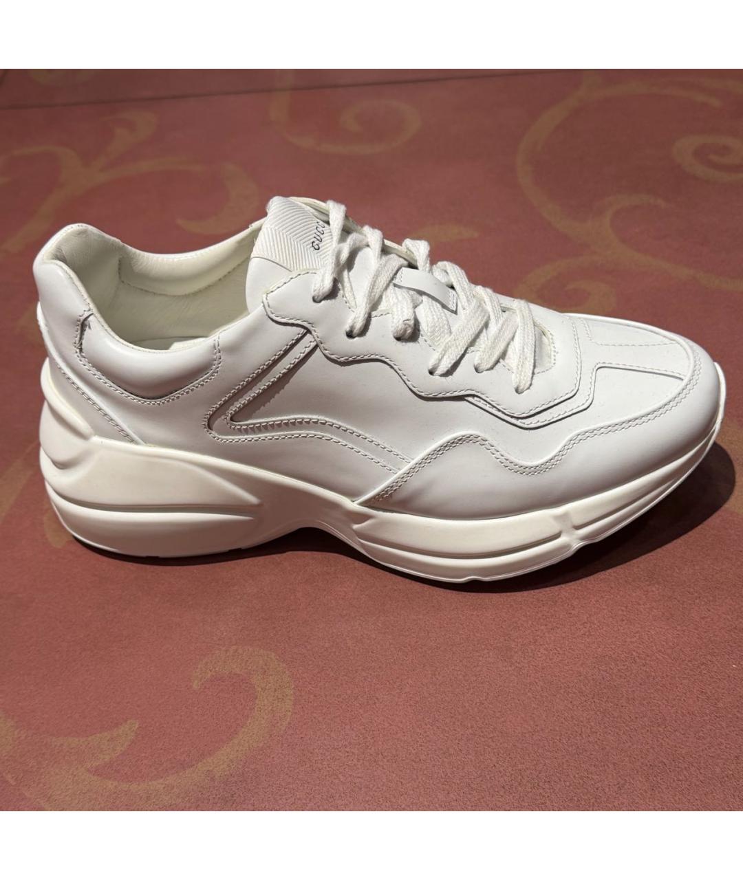 GUCCI Белые кожаные кроссовки, фото 7
