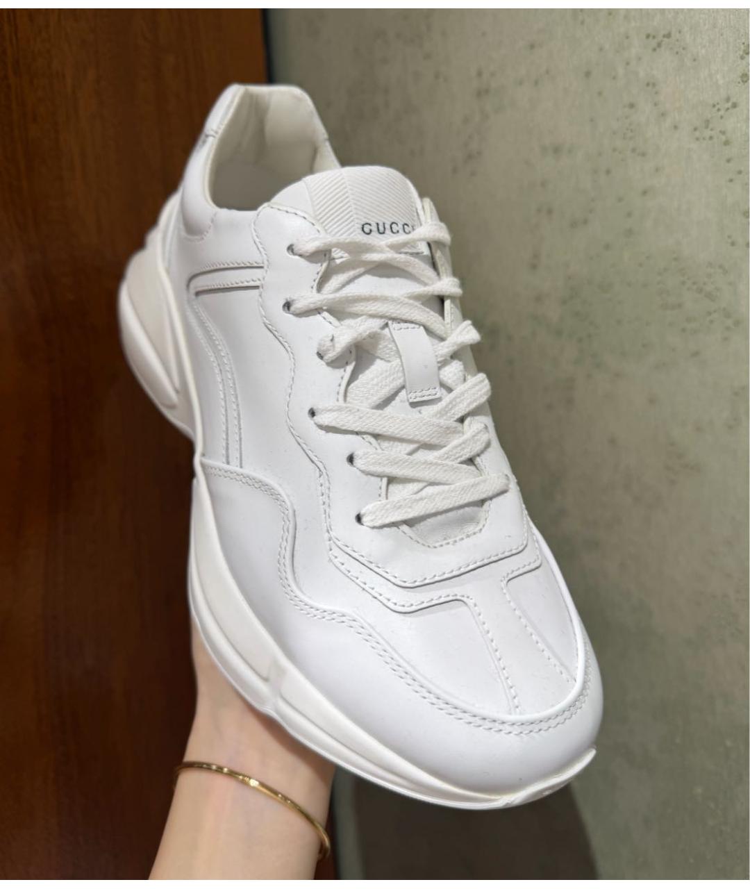 GUCCI Белые кожаные кроссовки, фото 5